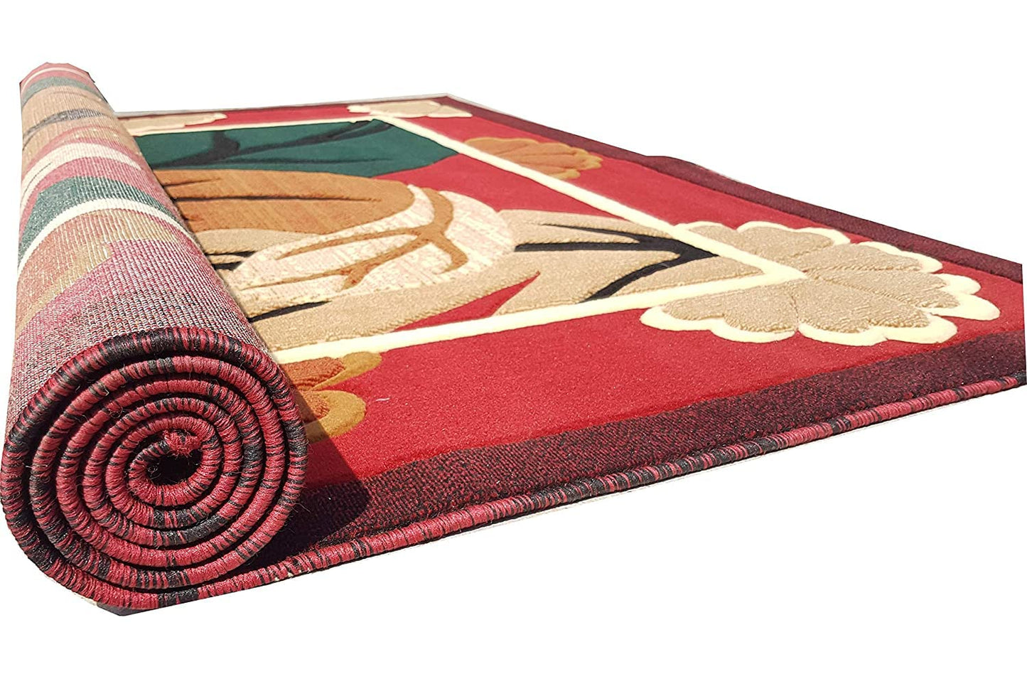 Prince Carpets Embossed Carved Supersoft Wool Blend Modern Design Carpets for Living Room Home Bedroom Drawing Room Hall with 1 inch Thickness Red Color 6 x 8 feet