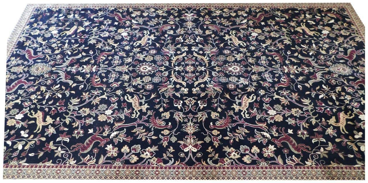 Prince Carpets Supersoft Kashmiri Silk Luxury Persian Design Anti Skid Backing Washable Carpets for Living Room Bedroom Drawing Room Hall Home Blue Color 6 x 9 feet