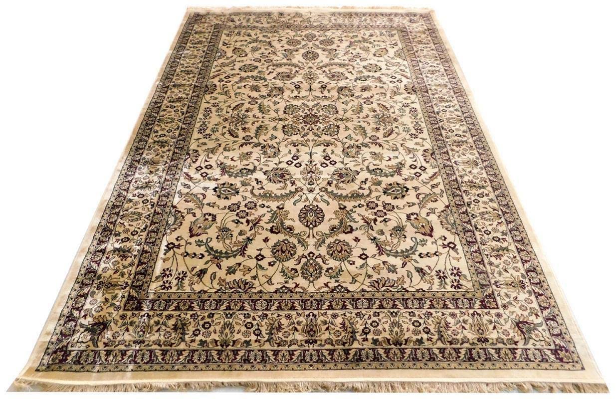 Prince Carpets Supersoft Kashmiri Silk Luxury Persian Design Anti Skid Backing Washable Carpets for Living Room Bedroom Drawing Room Hall Home Cream Color 9 x 12 feet