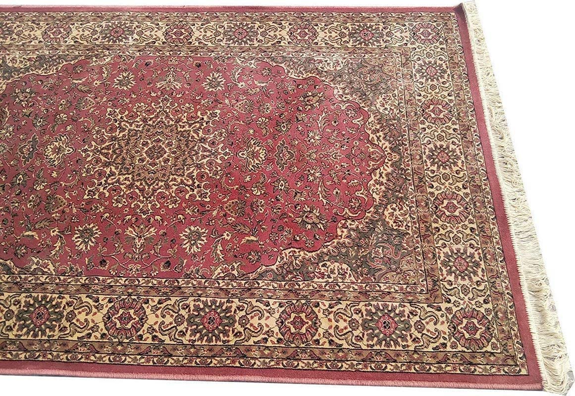 Prince Carpets Supersoft Kashmiri Silk Luxury Persian Design Anti Skid Backing Washable Carpets for Living Room Bedroom Drawing Room Hall Home Pink Color 3 x 5 feet