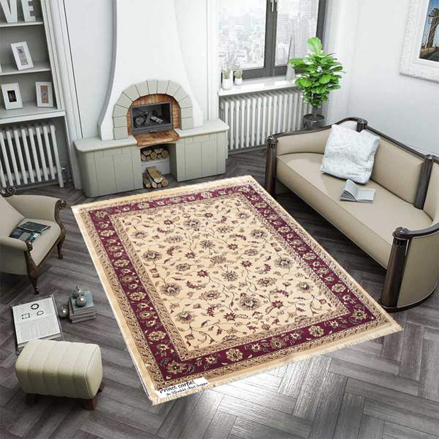 Prince Carpets Supersoft Kashmiri Silk Luxury Persian Design Anti Skid Backing Washable Carpets for Living Room Bedroom Drawing Room Hall Home Camel Color 3 x 5 feet