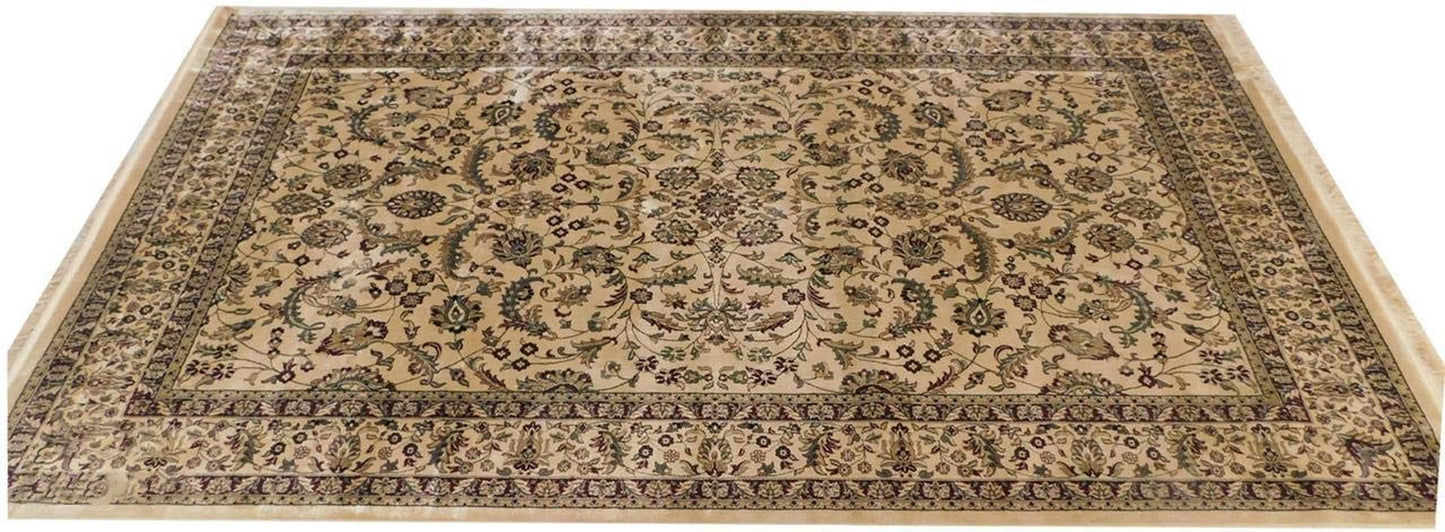 Prince Carpets Supersoft Kashmiri Silk Luxury Persian Design Anti Skid Backing Washable Carpets for Living Room Bedroom Drawing Room Hall Home Camel Color 8 x 11 feet