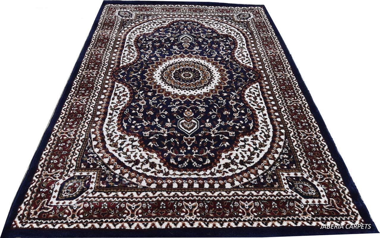 Prince Carpets Kashmiri Silk Touch Persian Carpets for Living Room1 inch Thickness Anti Skid Washable Carpet Blue Color 8 x 11 feet
