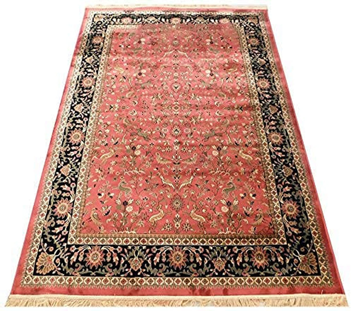 Prince Carpets Supersoft Kashmiri Silk Luxury Persian Design Anti Skid Backing Washable Carpets for Living Room Bedroom Drawing Room Hall Home Pink Color 6 x 9 feet