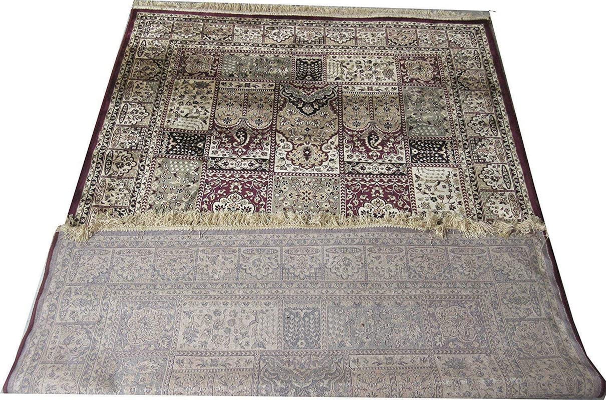 Prince Carpets Supersoft Kashmiri Silk Luxury Persian Design Anti Skid Backing Washable Carpets for Living Room Bedroom Drawing Room Hall Home Black Color 6 x 9 feet