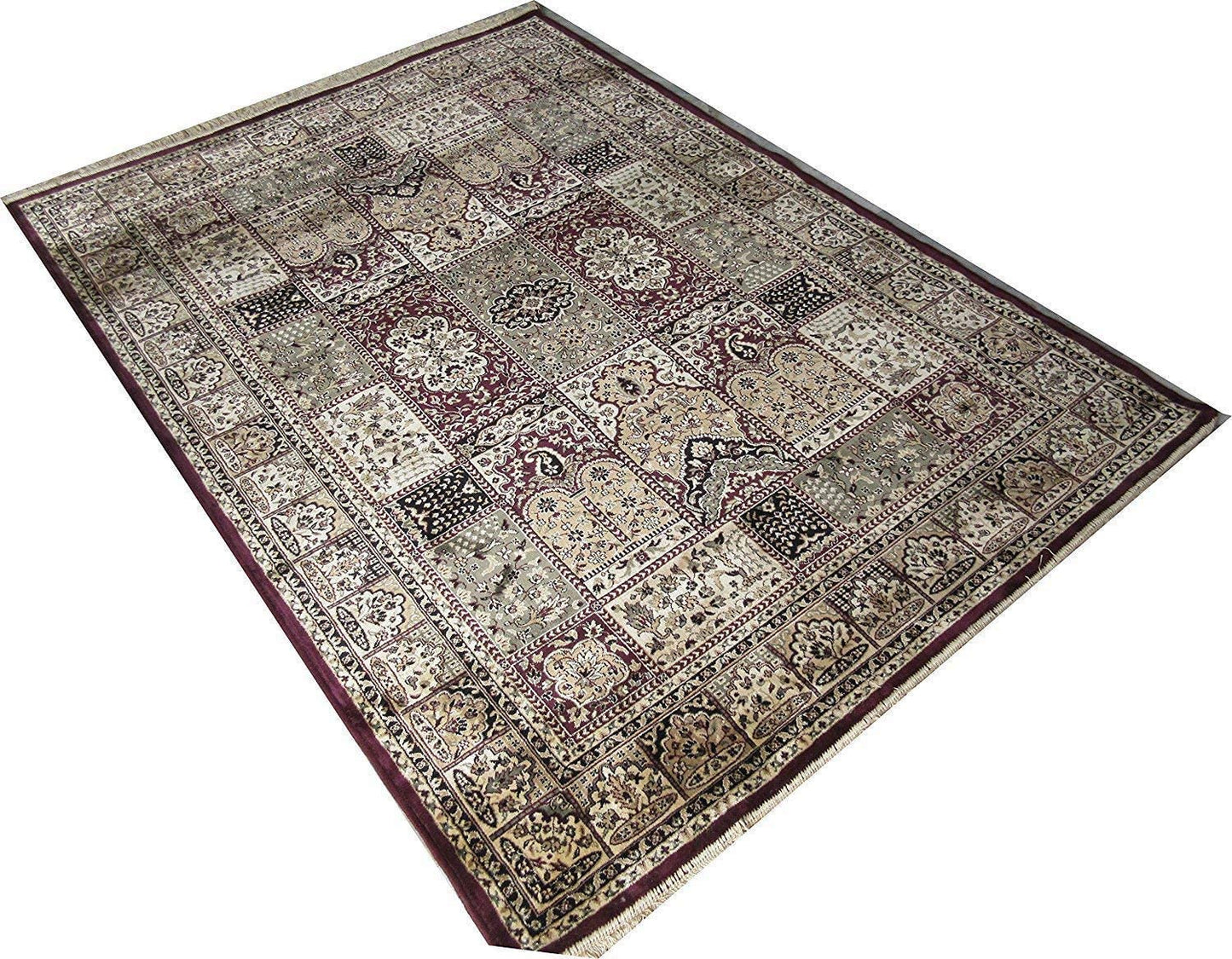 Prince Carpets Supersoft Kashmiri Silk Luxury Persian Design Anti Skid Backing Washable Carpets for Living Room Bedroom Drawing Room Hall Home Maroon Color 5 x7 feet