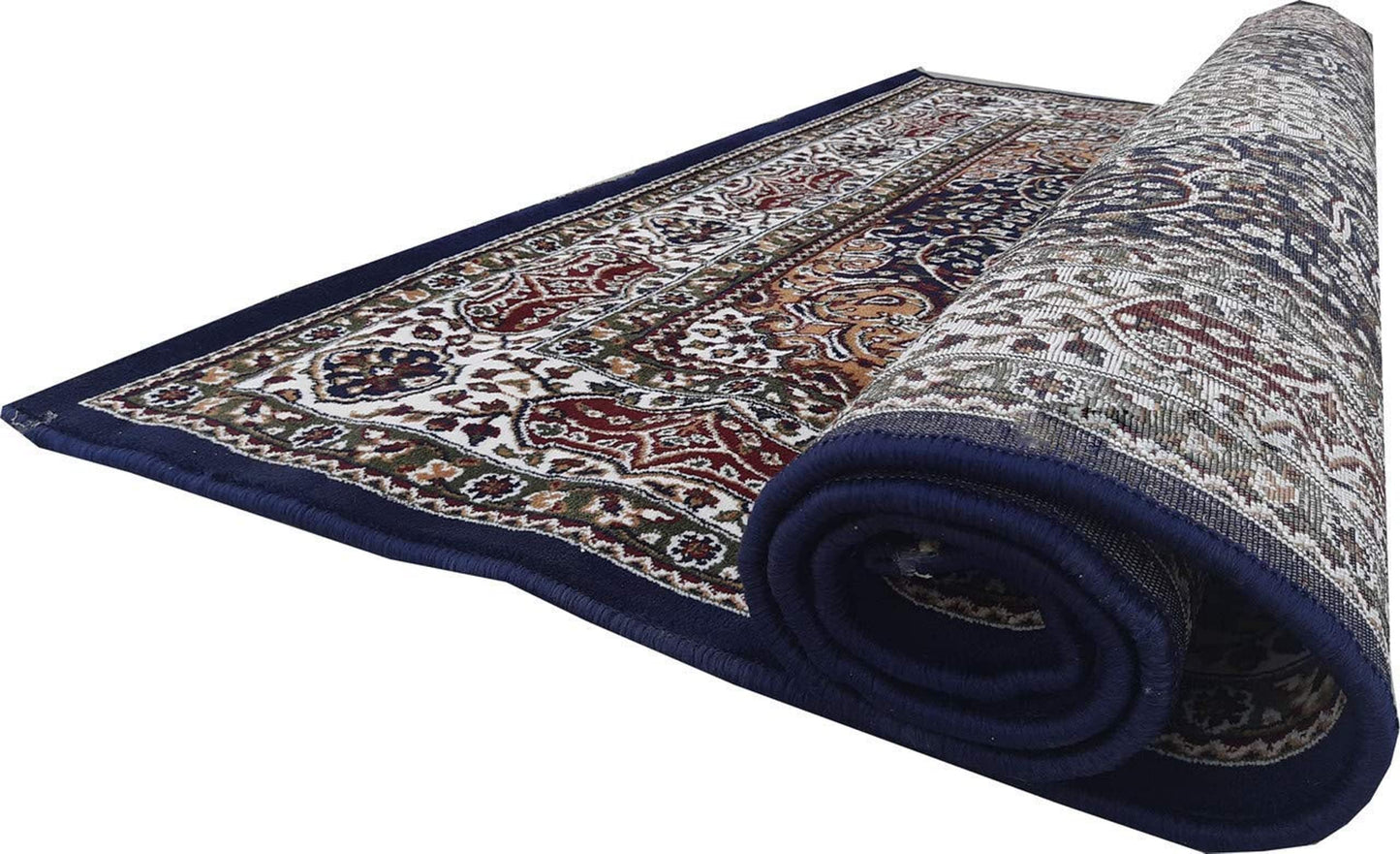 Prince Carpets Kashmiri Silk Touch Persian Carpets for Living Room1 inch Thickness Anti Skid Washable Carpet Blue Color 8 x 11 feet