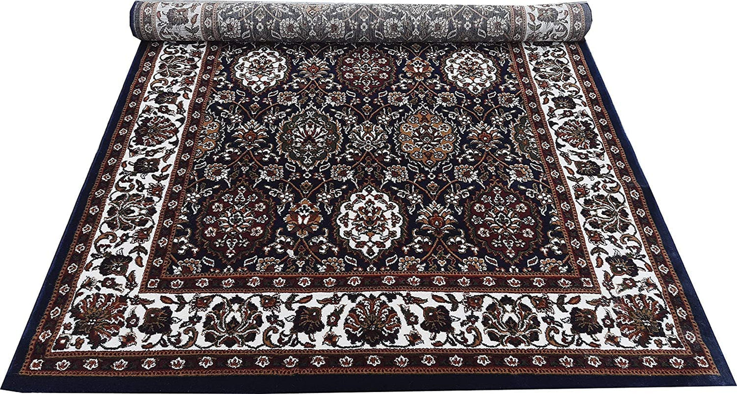 Prince Carpets Supersoft Kashmiri Silk Luxury Persian Design Anti Skid Backing Washable Carpets for Living Room Bedroom Drawing Room Hall Home Black Color 4 x 6 feet