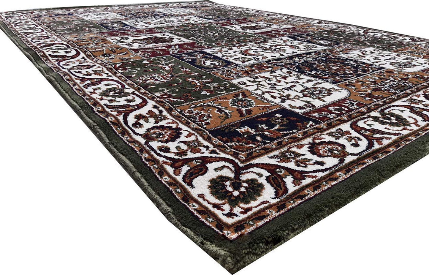 Prince Carpets Kashmiri Silk Touch Persian Carpet for Living Room1 inch Thickness Anti Skid Washable Carpet Green Color 8 x 11 feet
