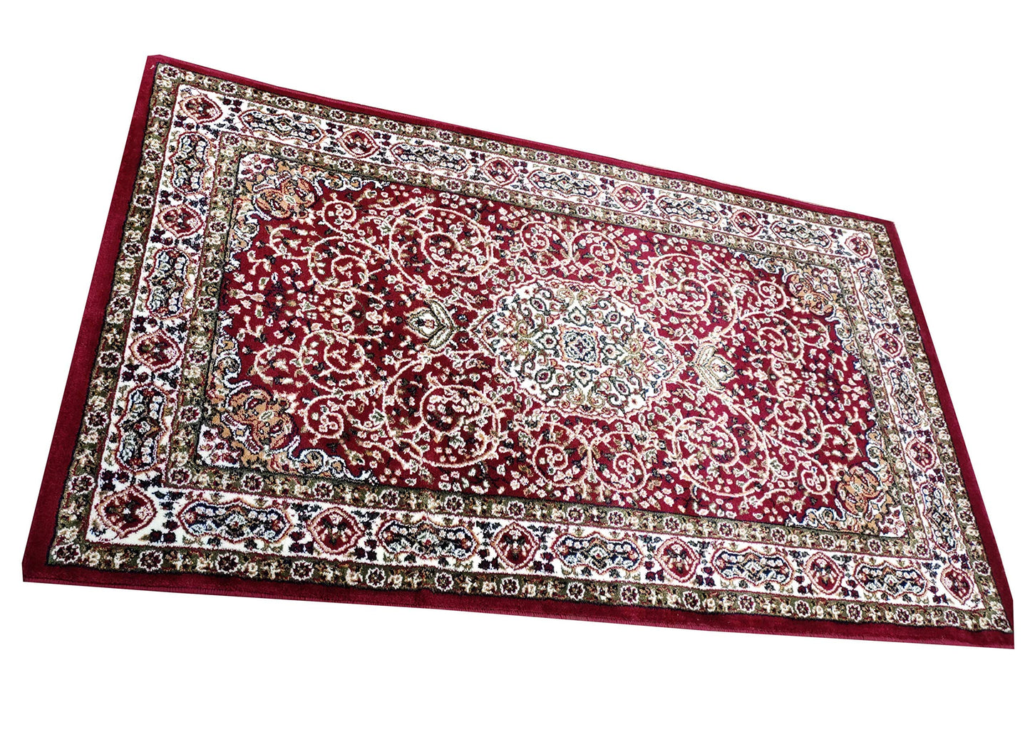 Prince Carpets Plushy Persian Ultra Soft Plushy Carpets for Home Bedroom Hall and Living Room Size 3 feet x 5 feet (90 cms X 150 cms) Color Maroon Red