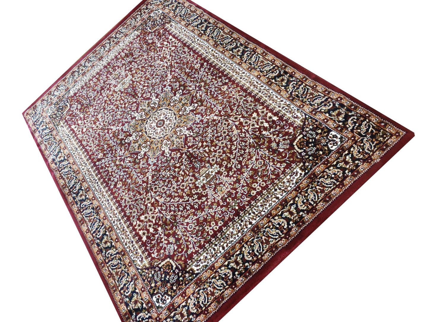 Prince Carpets Kashmiri Supersoft Wool Blend Persian Carpet for Living Room Bedroom Dining Room Hall with 15mm Thickness Non Slip Washable Carpet Maroon Color 4 x 6 feet
