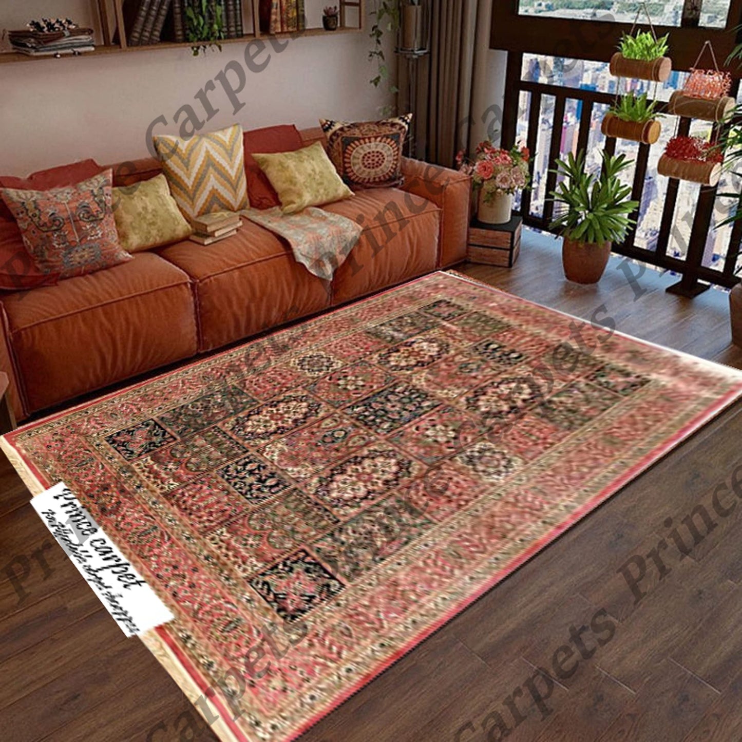Prince Carpets Supersoft Kashmiri Silk Luxury Persian Design Anti Skid Backing Washable Carpets for Living Room Bedroom Drawing Room Hall Home Pink Color 3 x 5 feet