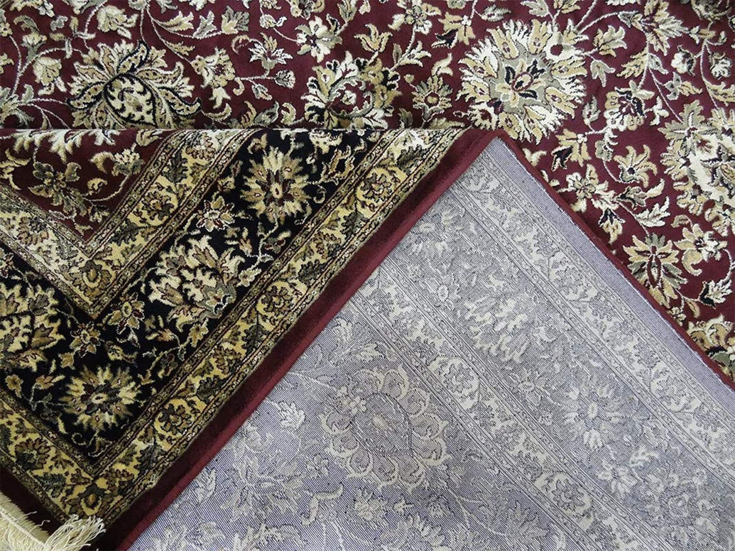 Prince Carpets Supersoft Kashmiri Silk Luxury Persian Design Anti Skid Backing Washable Carpets for Living Room Bedroom Drawing Room Hall Home Maroon Color 3 x 5 feet