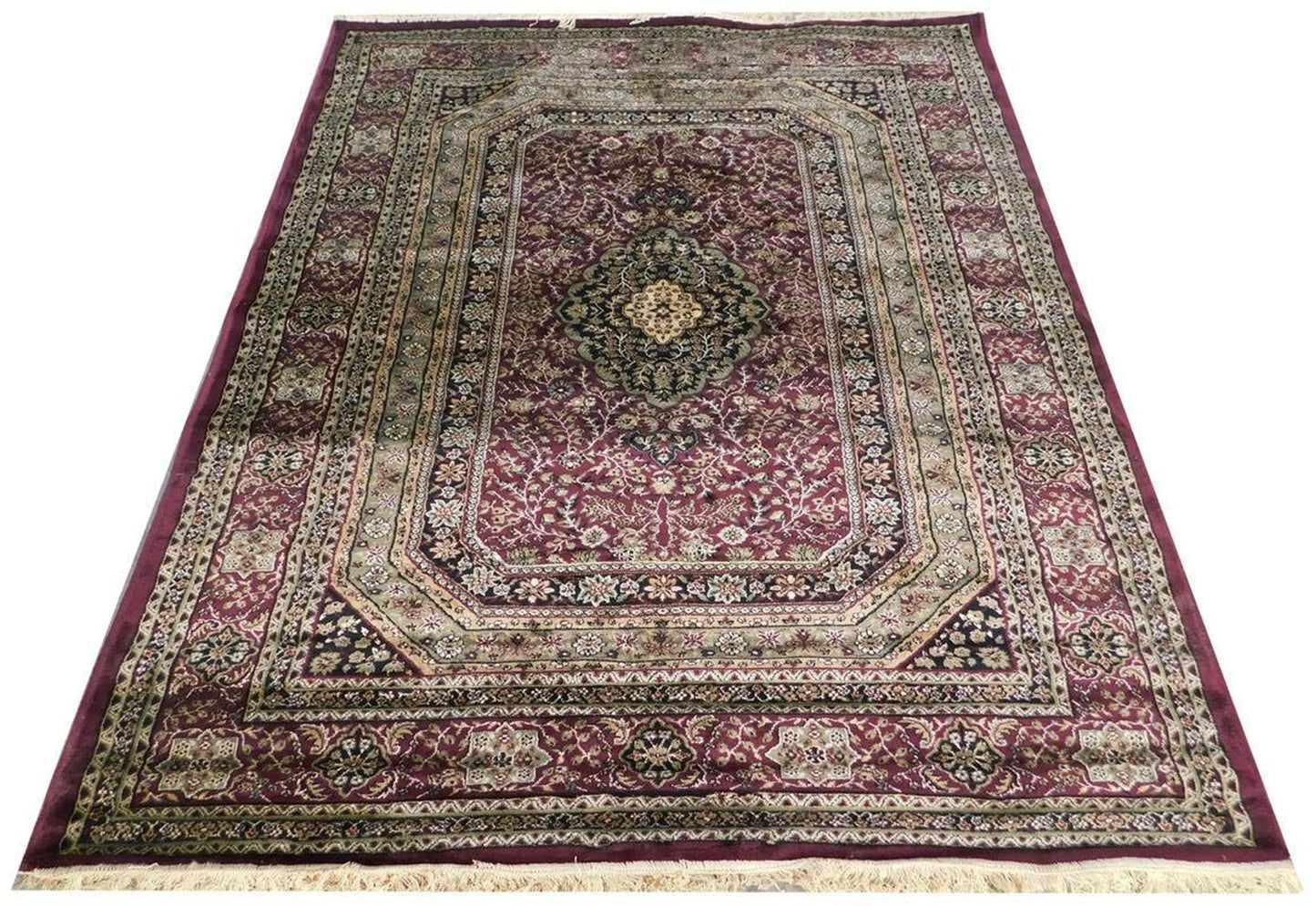 Prince Carpets Supersoft Kashmiri Silk Luxury Persian Design Anti Skid Backing Washable Carpets for Living Room Bedroom Drawing Room Hall Home Maroon Color 6 x 9 feet