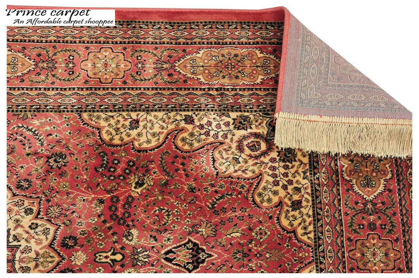 Prince Carpets Supersoft Kashmiri Silk Luxury Persian Design Anti Skid Backing Washable Carpets for Living Room Bedroom Drawing Room Hall Home Pink Color 3 x 5 feet