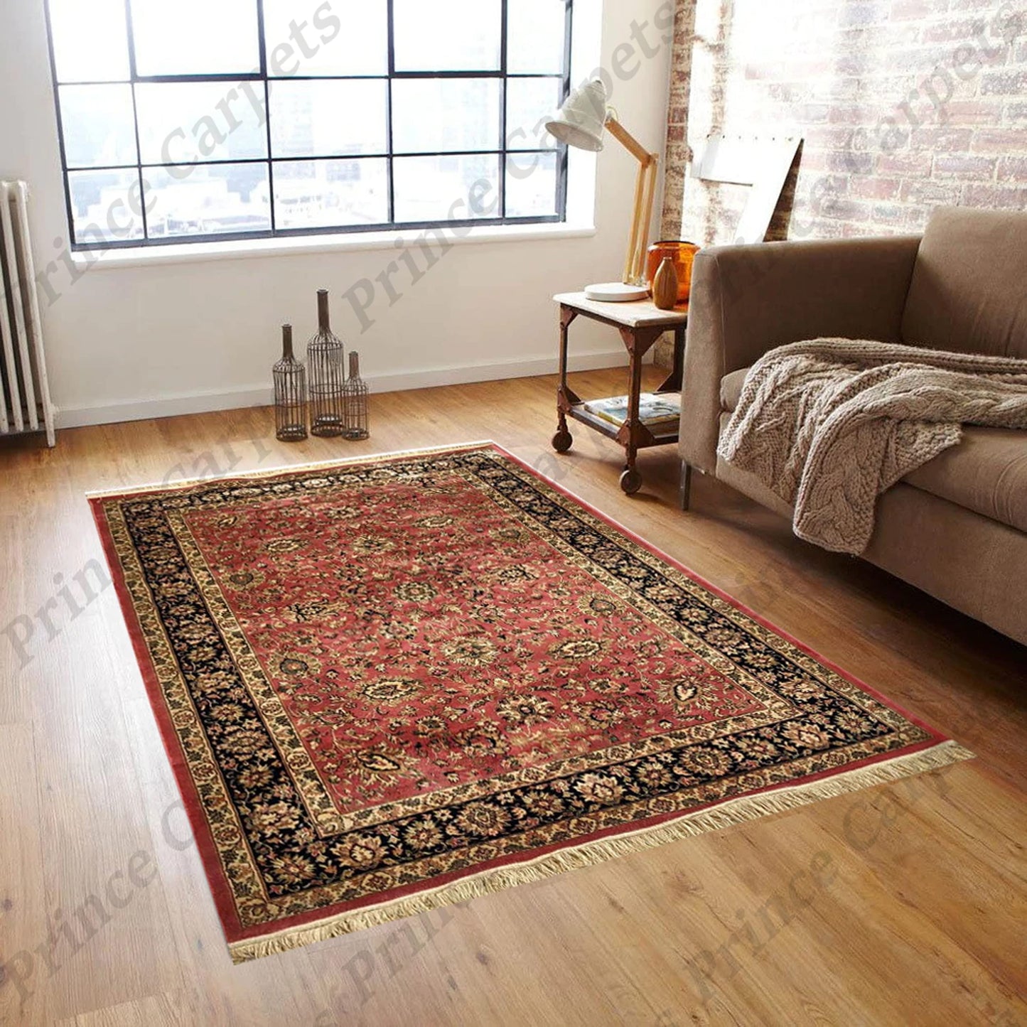 Prince Carpets Supersoft Kashmiri Silk Luxury Persian Design Anti Skid Backing Washable Carpets for Living Room Bedroom Drawing Room Hall Home Pink Color 8 x 11 feet