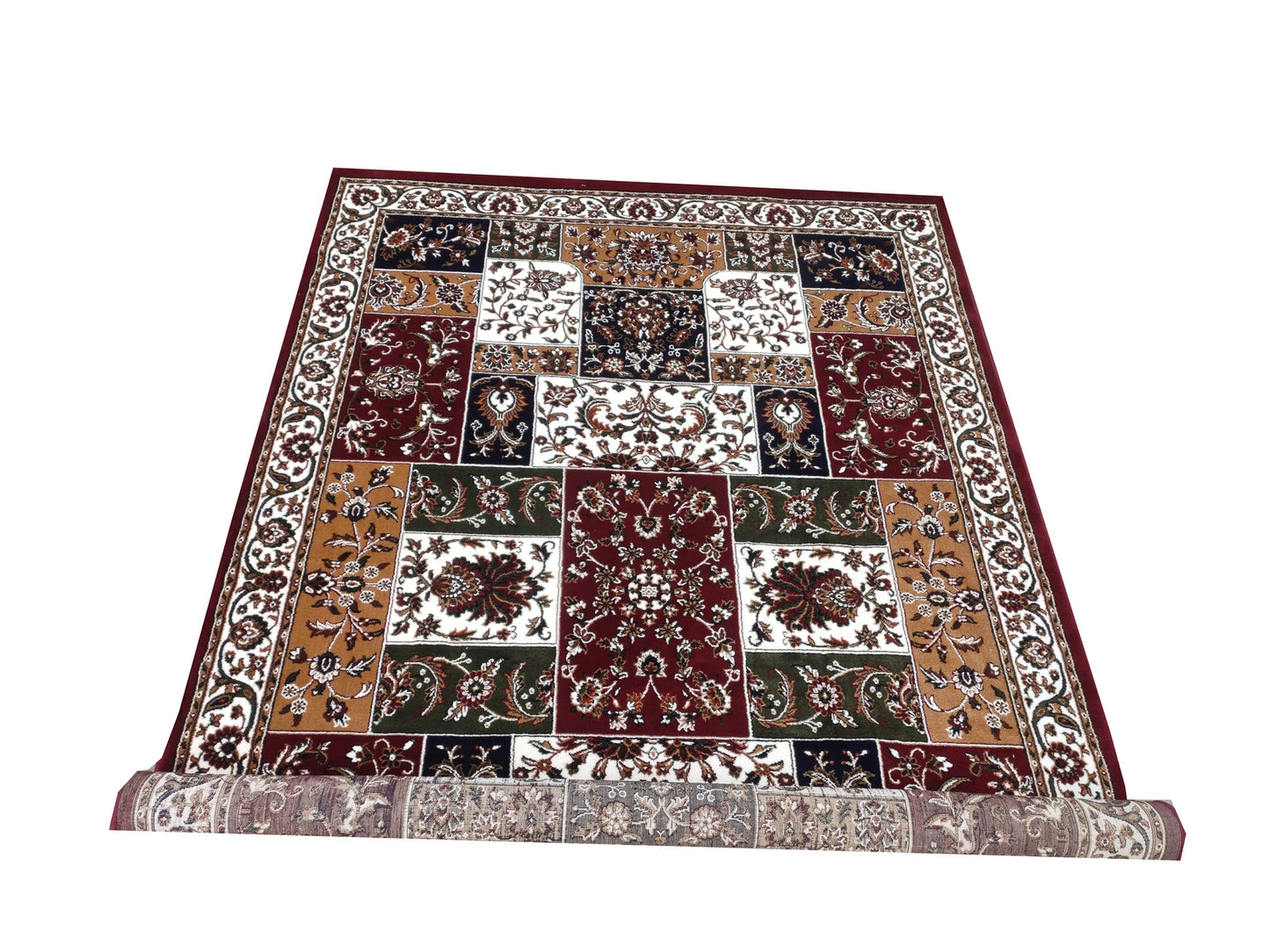Prince Carpets Kashmiri Supersoft Wool Blend Persian Design Carpet for Living Room Bedroom Drawing Room Hall Anti Slip Backing Thick Washable Carpet Maroon Color Size 6 x 9 feet