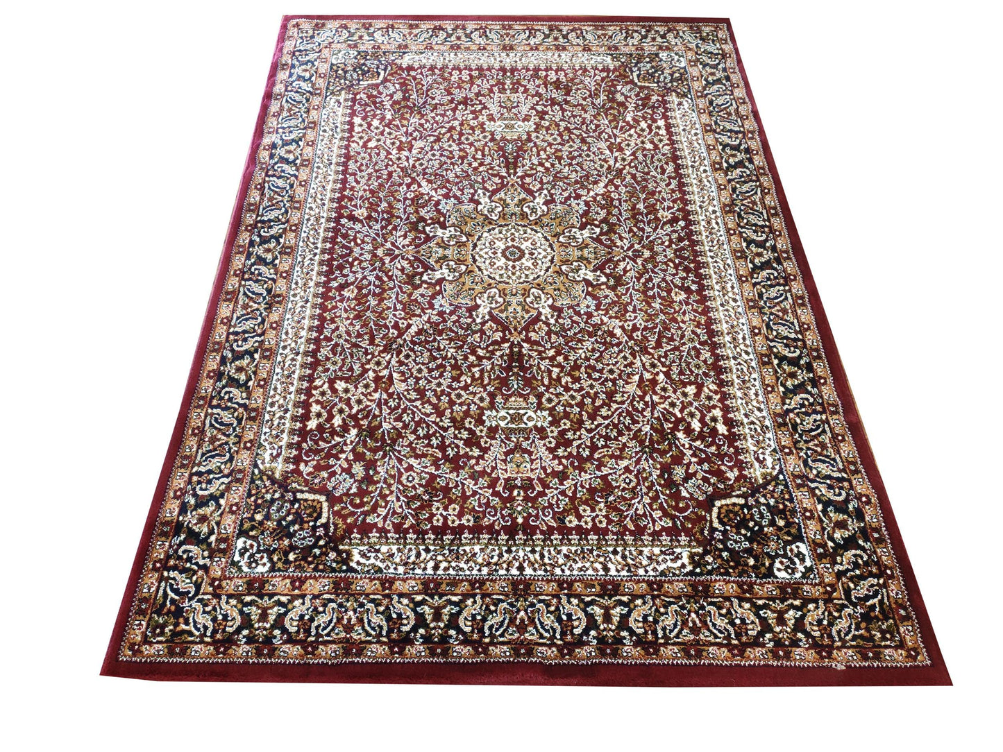 Prince Carpets Kashmiri Supersoft Wool Blend Persian Carpet for Living Room Bedroom Dining Room Hall with 15mm Thickness Non Slip Washable Carpet Maroon Color 4 x 6 feet