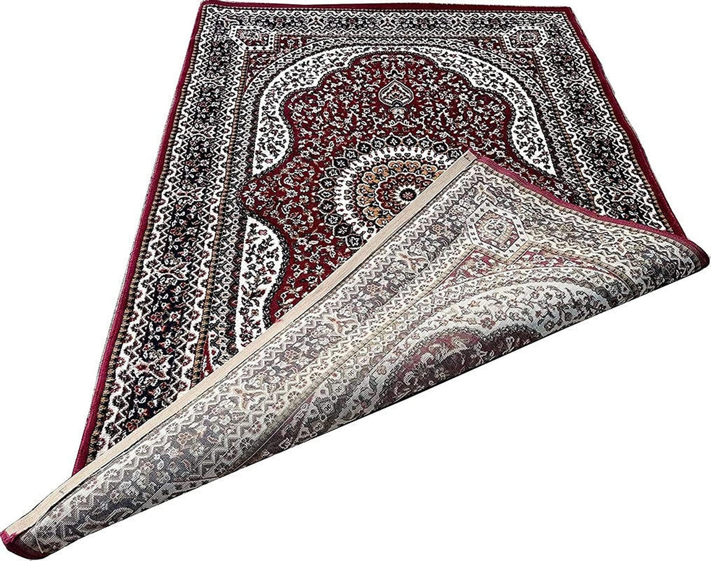 Prince Carpets Kashmiri Supersoft Wool Blend Persian Carpet for Living Room Bedroom Dining Room Hall with 15mm Thickness Non Slip Washable Carpet Maroon Color 4 x 6 feet