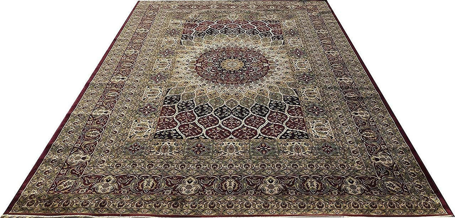 Prince Carpets Supersoft Kashmiri Silk Luxury Persian Design Anti Skid Backing Washable Carpets for Living Room Bedroom Drawing Room Hall Home Maroon Color 4 x 6 feet
