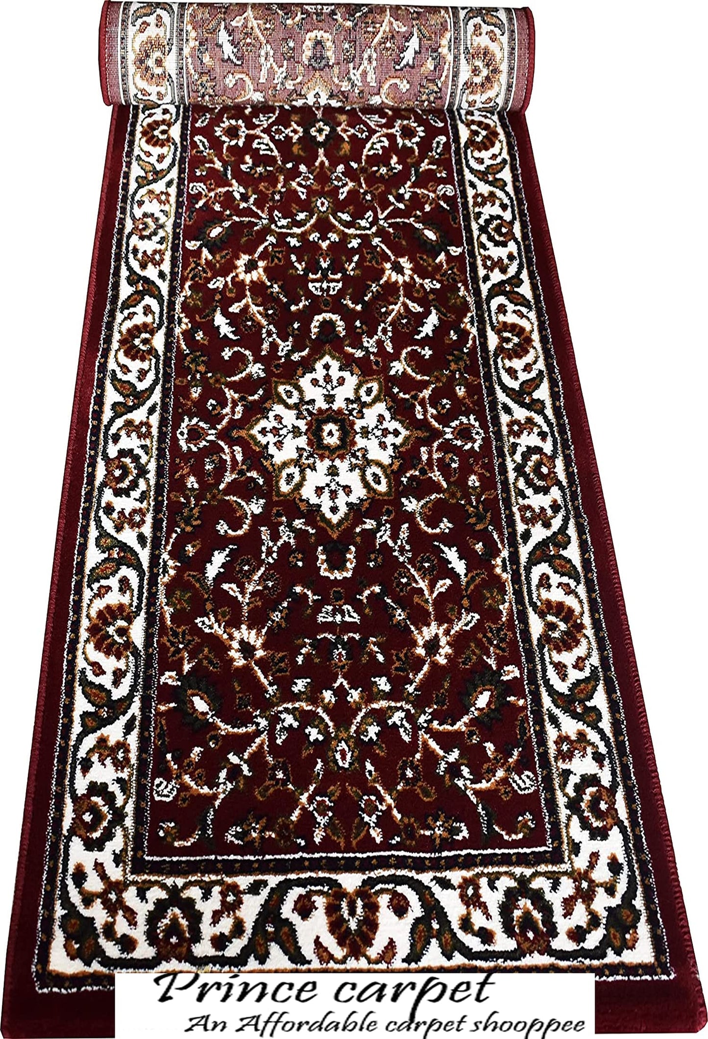 Prince Carpets Kashmiri Supersoft Wool Blend Persian Design Carpet for Living Room Bedroom Drawing Room Hall Anti Slip Backing Thick Washable Carpet Maroon Color 2 x 6 feet