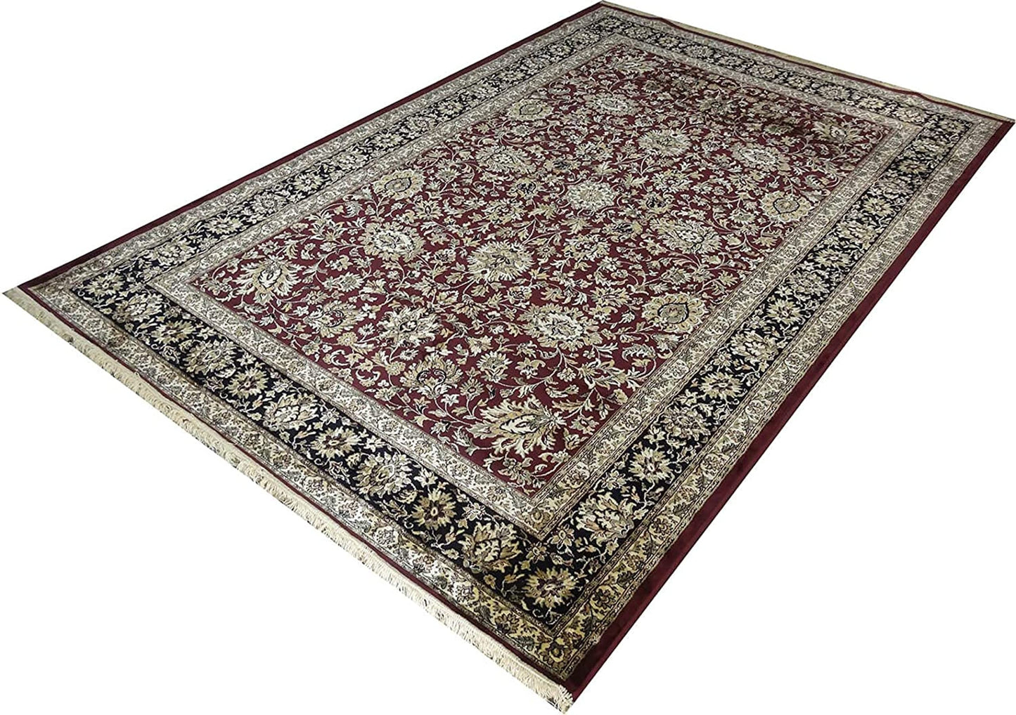 Prince Carpets Supersoft Kashmiri Silk Luxury Persian Design Anti Skid Backing Washable Carpets for Living Room Bedroom Drawing Room Hall Home Maroon Color 3 x 5 feet