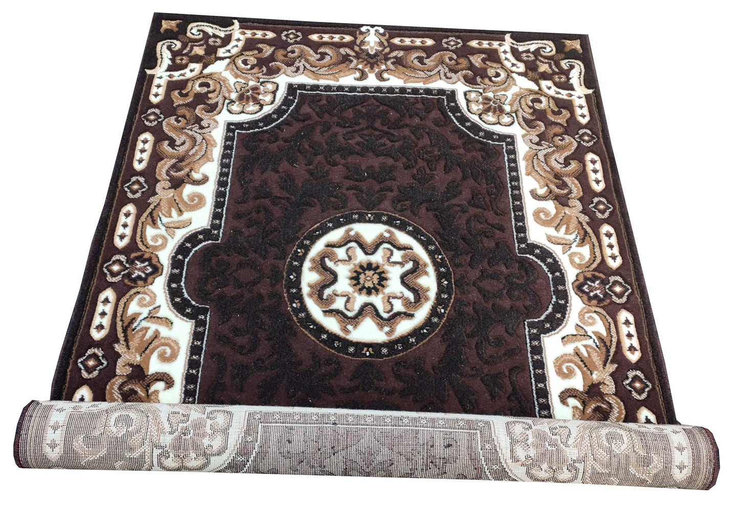 Prince Carpets Embossed Carved Supersoft Wool Blend Modern Design Carpets for Living Room Home Bedroom Drawing Room Hall with 1 inch Thickness Brown Color 6 x 8 feet