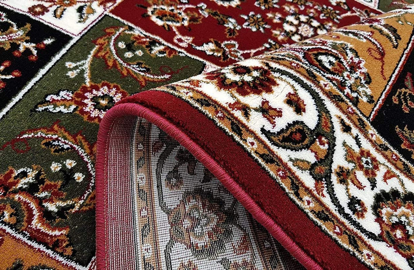 Prince Carpets Kashmiri Supersoft Wool Blend Persian Design Carpet for Living Room Bedroom Drawing Room Hall Anti Slip Backing Thick Washable Carpet Maroon Color 4 x 6 feet