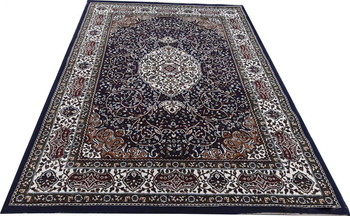 Prince Carpets Kashmiri Silk Touch Persian Carpets for Living Room1 inch Thickness Anti Skid Washable Carpet Blue Color 8 x 11 feet