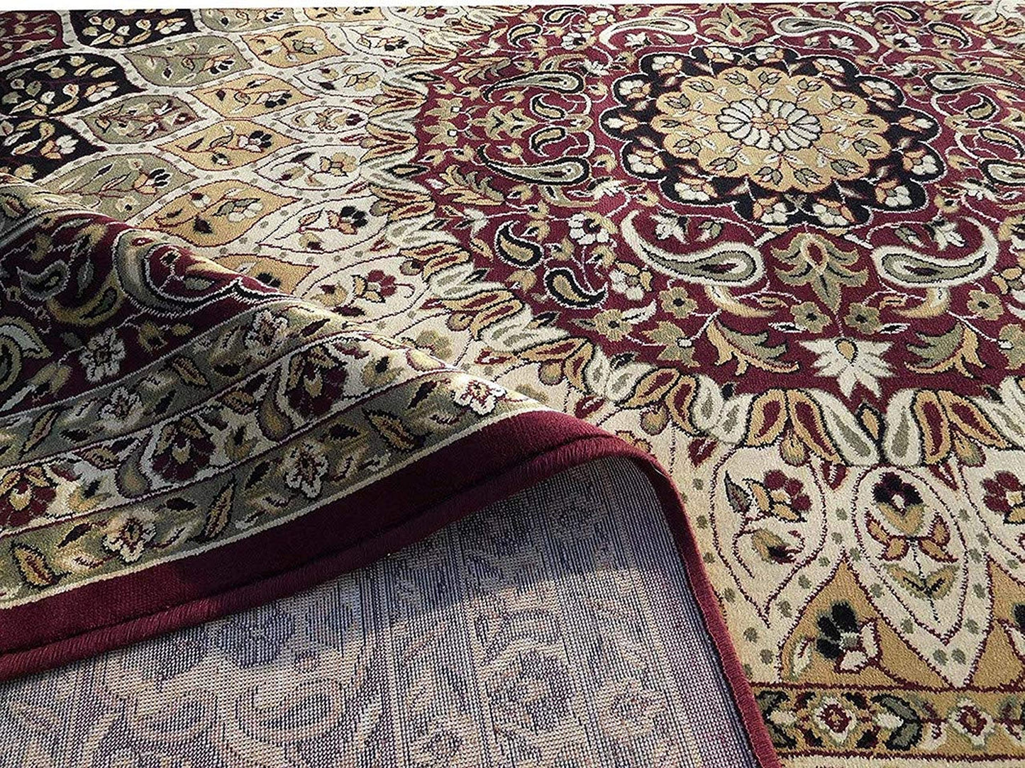 Prince Carpets Supersoft Kashmiri Silk Luxury Persian Design Anti Skid Backing Washable Carpets for Living Room Bedroom Drawing Room Hall Home Maroon Color 4 x 6 feet