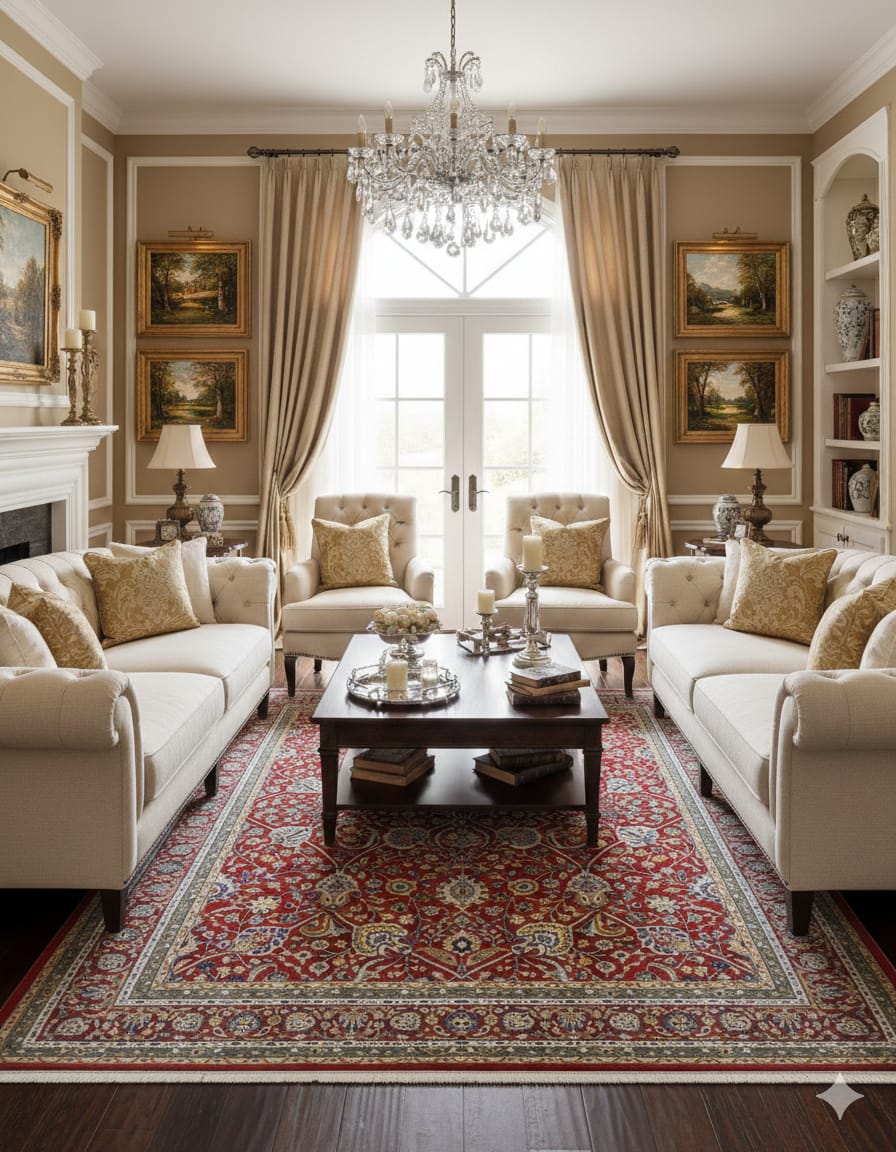 Handcrafted Modern Traditional Mughal Rugs - Premium Wool Blend Designer Carpets