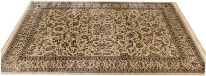 Prince Carpets Supersoft Kashmiri Silk Luxury Persian Design Anti Skid Backing Washable Carpets for Living Room Bedroom Drawing Room Hall Home Cream Color 8 x 11 feet
