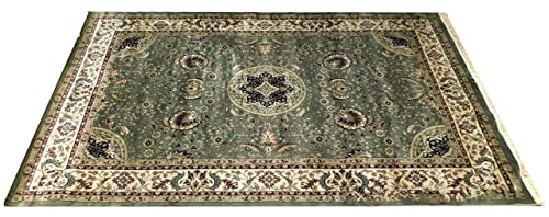 Prince Carpets Supersoft Kashmiri Silk Luxury Persian Design Anti Skid Backing Washable Carpets for Living Room Bedroom Drawing Room Hall Home Green Color 8 x 11 feet