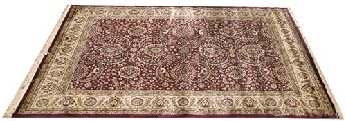 Prince Carpets Supersoft Kashmiri Silk Luxury Persian Design Anti Skid Backing Washable Carpets for Living Room Bedroom Drawing Room Hall Home Maroon Color 6 x 9 feet