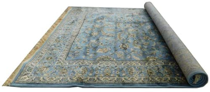Prince Carpets Supersoft Kashmiri Silk Luxury Persian Design Anti Skid Backing Washable Carpets for Living Room Bedroom Drawing Room Hall Home Grey Color 9 x 12 feet