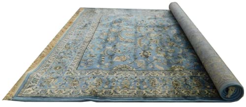 Prince Carpets Supersoft Kashmiri Silk Luxury Persian Design Anti Skid Backing Washable Carpets for Living Room Bedroom Drawing Room Hall Home Grey Color 9 x 12 feet