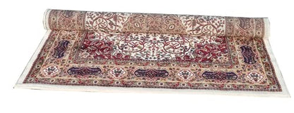 Prince Carpets Kashmiri Supersoft Wool Blend Persian Carpet for Living Room Bedroom Dining Room Hall with 15mm Thickness Non Slip Washable Carpet White Color 9 x 12 feet