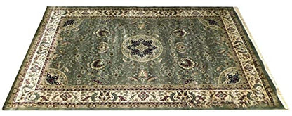 Prince Carpets Supersoft Kashmiri Silk Luxury Persian Design Anti Skid Backing Washable Carpets for Living Room Bedroom Drawing Room Hall Home Green Color 8 x 11 feet