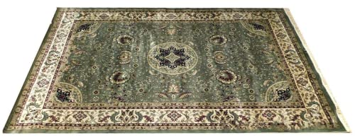 Prince Carpets Supersoft Kashmiri Silk Luxury Persian Design Anti Skid Backing Washable Carpets for Living Room Bedroom Drawing Room Hall Home Green Color 8 x 11 feet