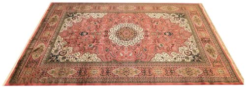 Prince Carpets Supersoft Kashmiri Silk Luxury Persian Design Anti Skid Backing Washable Carpets for Living Room Bedroom Drawing Room Hall Home Pink Color 9 x 12 feet
