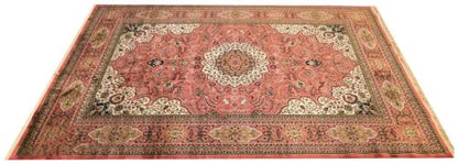 Prince Carpets Supersoft Kashmiri Silk Luxury Persian Design Anti Skid Backing Washable Carpets for Living Room Bedroom Drawing Room Hall Home Pink Color 9 x 12 feet