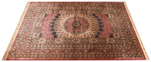 Prince Carpets Supersoft Kashmiri Silk Luxury Persian Design Anti Skid Backing Washable Carpets for Living Room Bedroom Drawing Room Hall Home Pink Color 9 x 12 feet