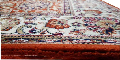 Prince Carpets Kashmiri Supersoft Wool Blend Persian Carpet for Living Room Bedroom Dining Room Hall with 15mm Thickness Non Slip Washable Carpet Rust Color 8 x 11 feet