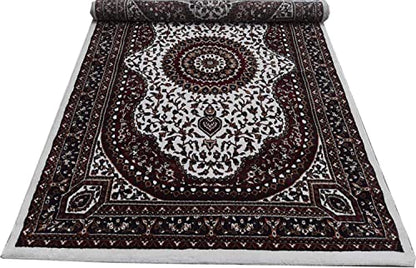 Prince Carpets Kashmiri Supersoft Wool Blend Persian Carpet for Living Room Bedroom Dining Room Hall with 15mm Thickness Non Slip Washable Carpet White Color 9 x 12 feet