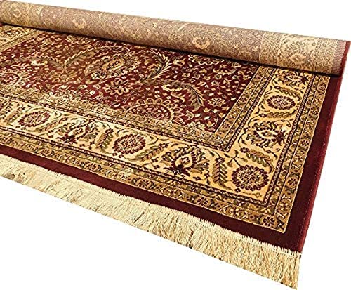 Prince Carpets Supersoft Kashmiri Silk Persian Design Anti-Slip Washable Carpets for Living Room Pink Color 5 x7 feet