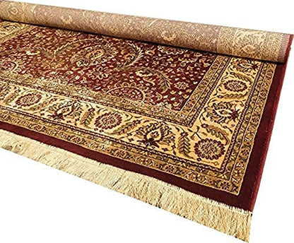 Prince Carpets Supersoft Kashmiri Silk Luxury Persian Design Anti Skid Backing Washable Carpets for Living Room Bedroom Drawing Room Hall Home Maroon Color 2 x 6 feet