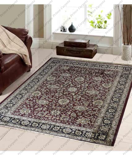 Prince Carpets Supersoft Kashmiri Silk Luxury Persian Design Anti Skid Backing Washable Carpets for Living Room Bedroom Drawing Room Hall Home Grey Color 8 x 11 feet
