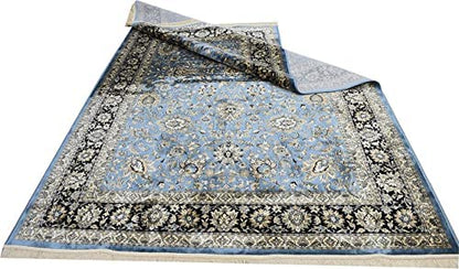 Prince Carpets Supersoft Kashmiri Silk Luxury Persian Design Anti Skid Backing Washable Carpets for Living Room Bedroom Drawing Room Hall Home Grey Color 8 x 11 feet