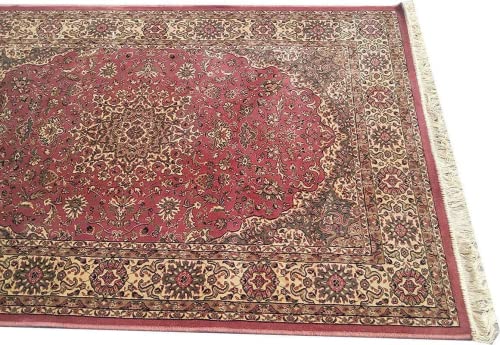 Prince Carpets Supersoft Kashmiri Silk Luxury Persian Design Anti Skid Backing Washable Carpets for Living Room Bedroom Drawing Room Hall Home Pink Color 9 x 12 feet