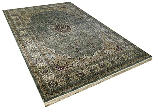 Prince Carpets Supersoft Kashmiri Silk Luxury Persian Design Anti Skid Backing Washable Carpets for Living Room Bedroom Drawing Room Hall Home Green Color 2 x 6 feet